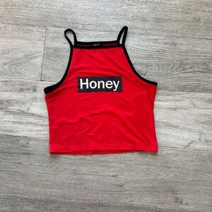 Rue21 Red Crop Top with 'Honey' Print